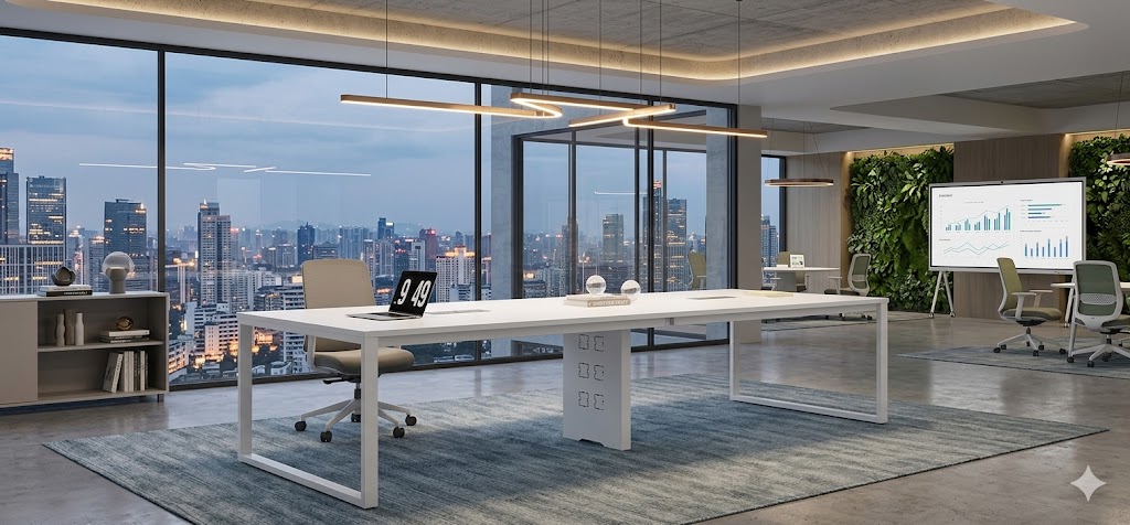 مكتب واسع لعدة أشخاص من خشب الكاميليا