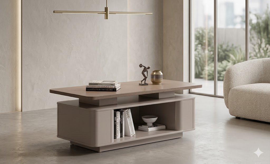 طاولة قهوة عصرية من خشب الورد