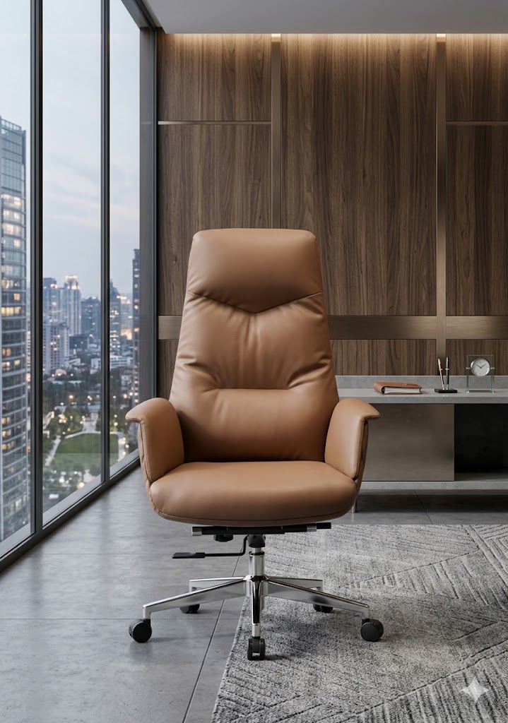 كرسي مدير مبطن بإسفنج عالي الجودة وجلد فاخر