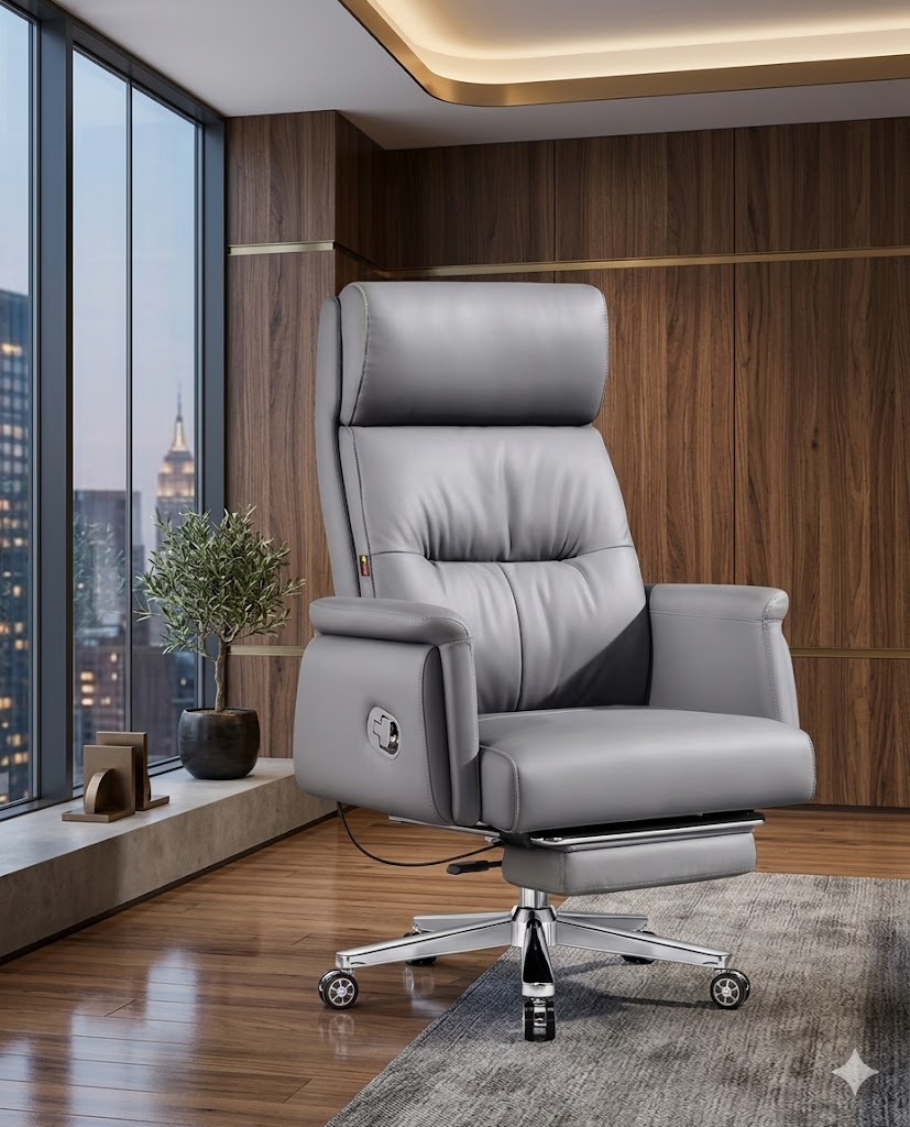 كرسي مدير فاخر من الجلد الحقيقي