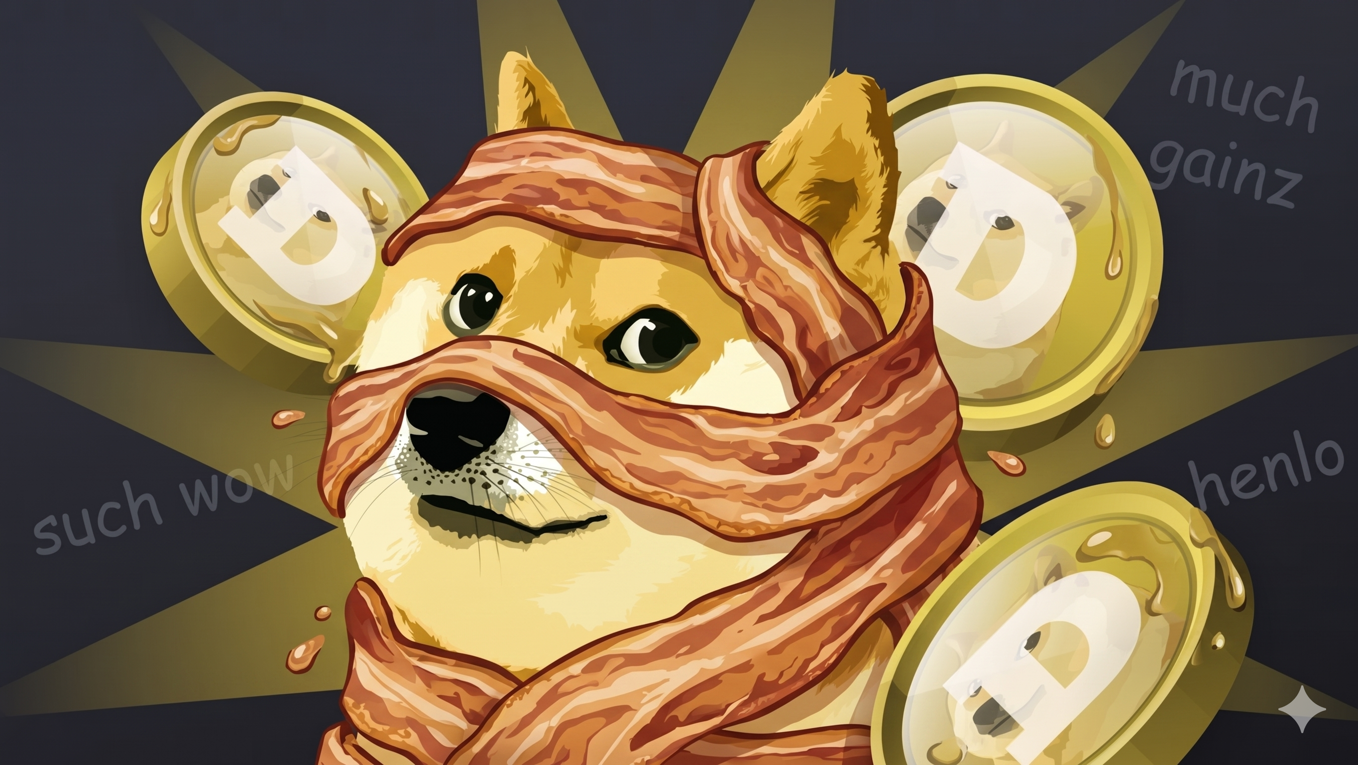 Golden Shiba Inu wrapped in bacon - $BACONDOGE mascot