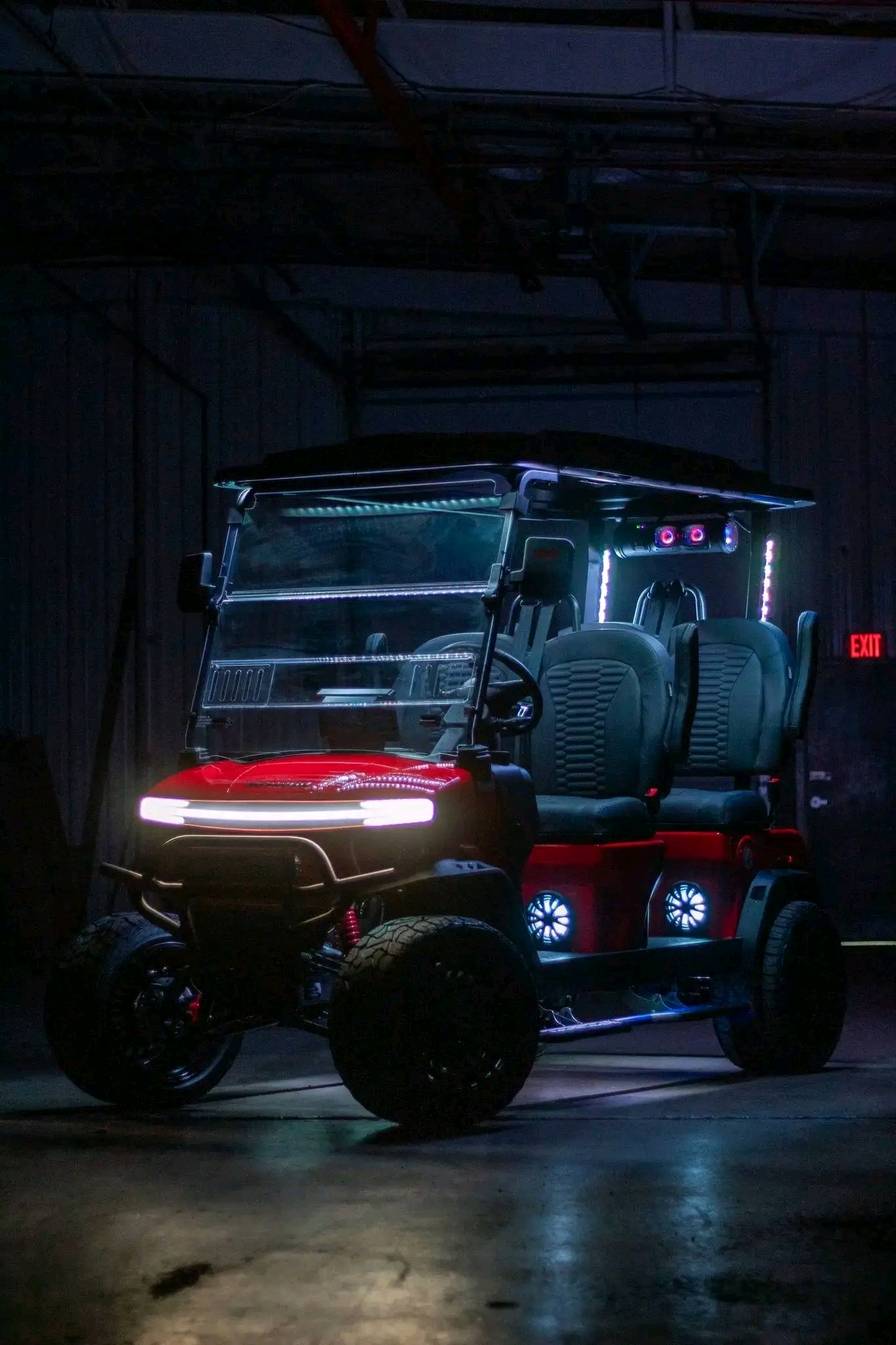 Custom Red LED Golf Cart — MD Golf Carts On Sale Nationwide Delivery