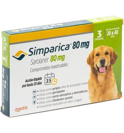 Simparica 3 comprimidos 20 kg a 40 kg