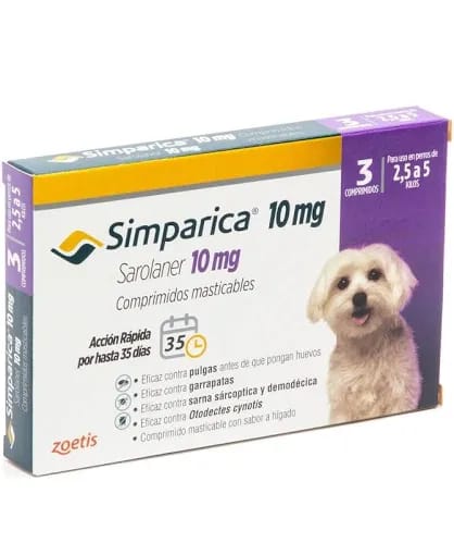 Simparica 3 comprimidos 2.5 kg a 5 kg