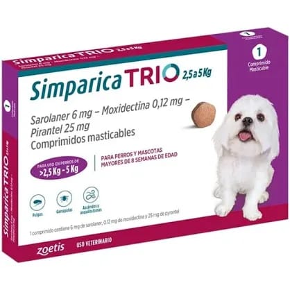 Simparica Trio 1 comprimido 2.5 kg a 5 kg
