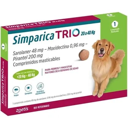 Simparica Trio 1 comprimido 20 kg a 40 kg