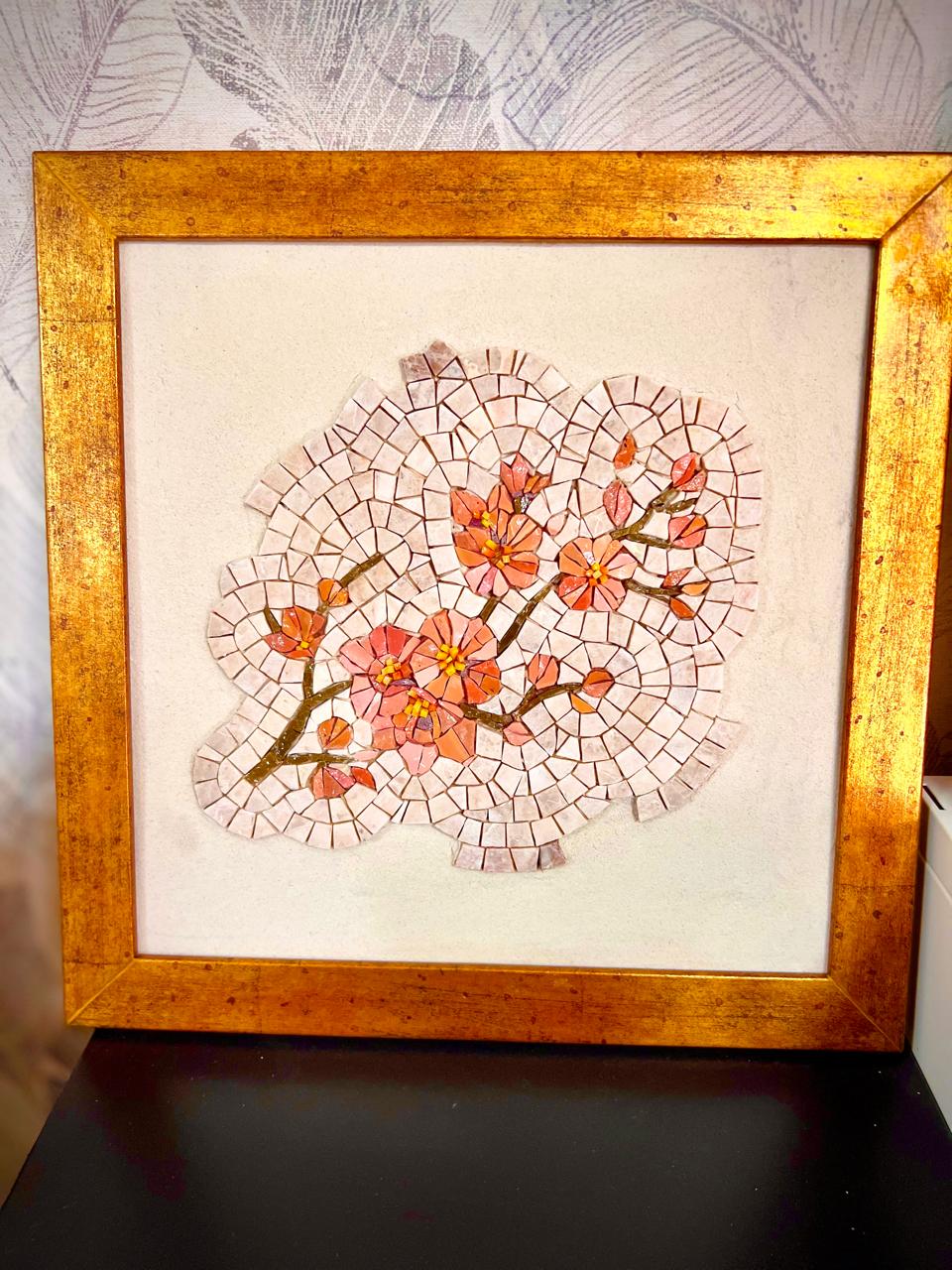 Tassili Table Low mosaic table with copper and golden ochre inspired by Tassili ancestral art