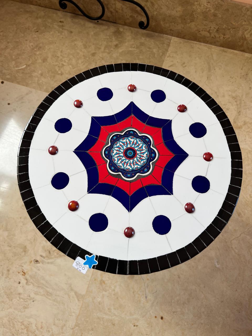 Minimalist geometric mosaic wall tray in white and pearl grey ceramic