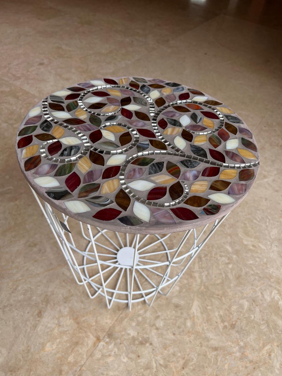 Large mosaic canvas of Mediterranean sunset in terracotta orange and gold gradient