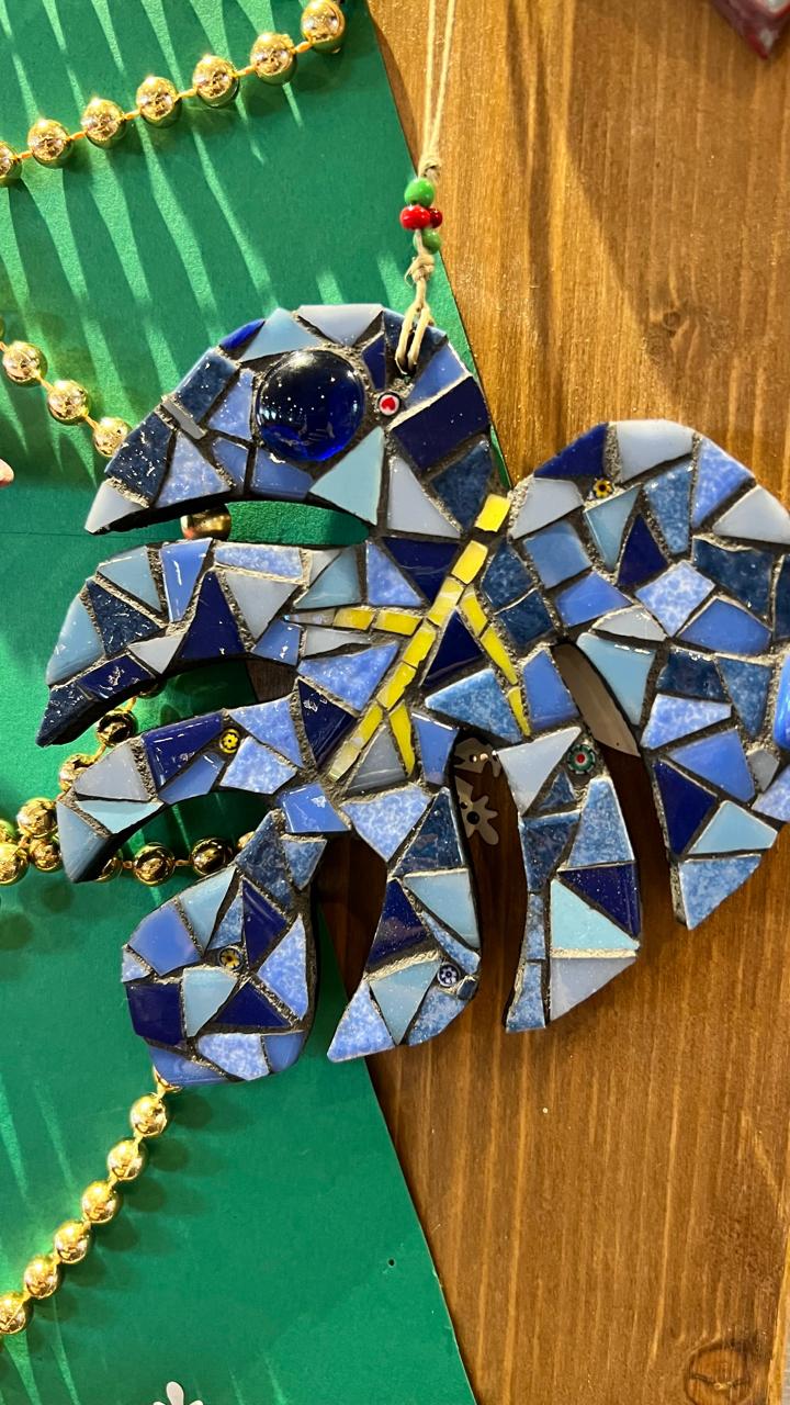 Starry night zellige decorative panel in intense night blue and lunar white