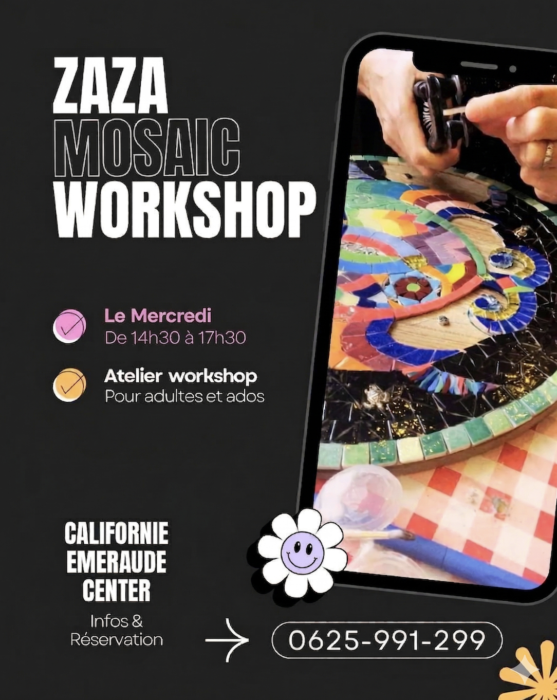 Atelier mosaïque Zaza Mosaic — création en cours