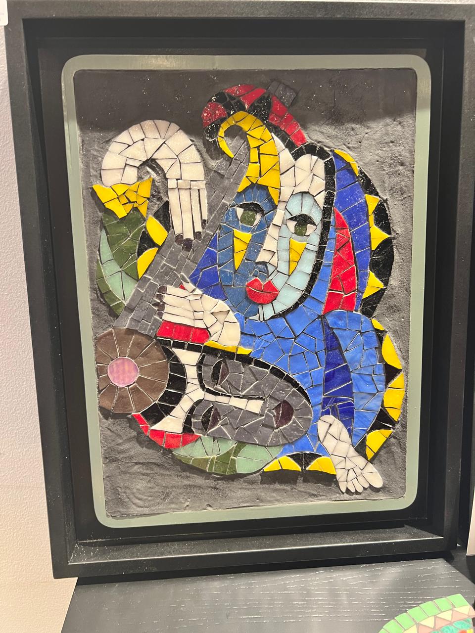 Geometric Frame Geometric mosaic decorative frame in cobalt blue and white patterns