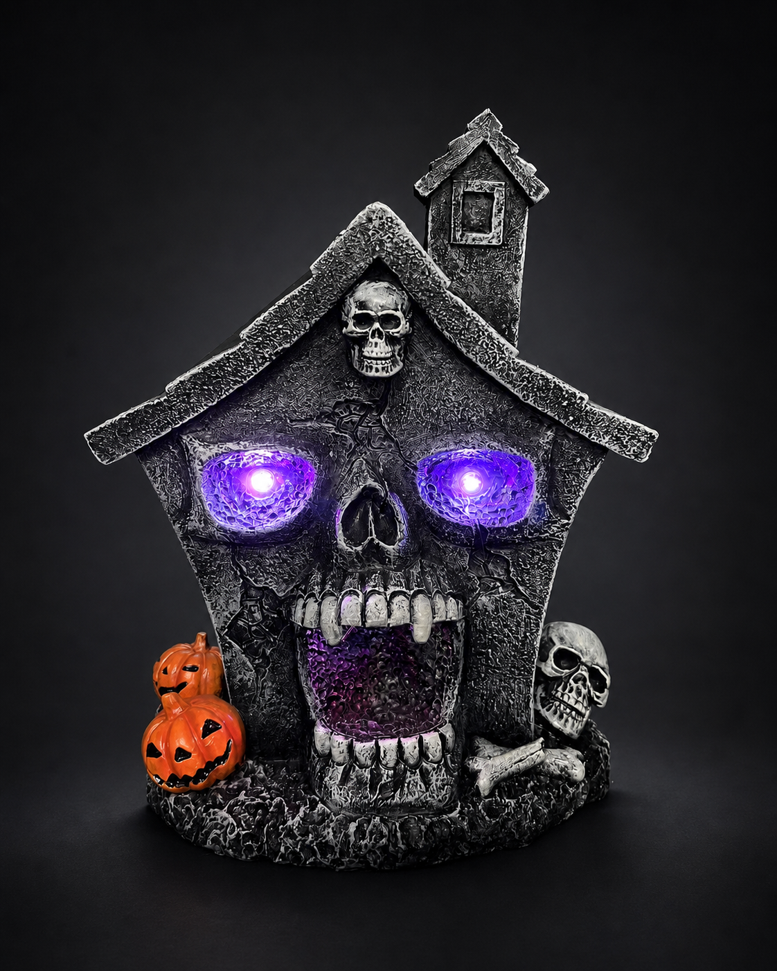 Custom resin figurine Halloween skull haunted house decorative piece for seasonal holiday displays