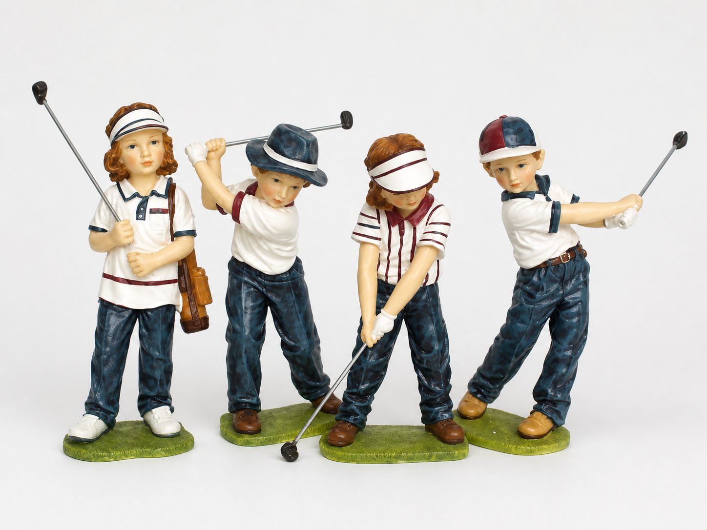 Custom resin figurine children golf collection capturing youthful sporting spirit with detailed design