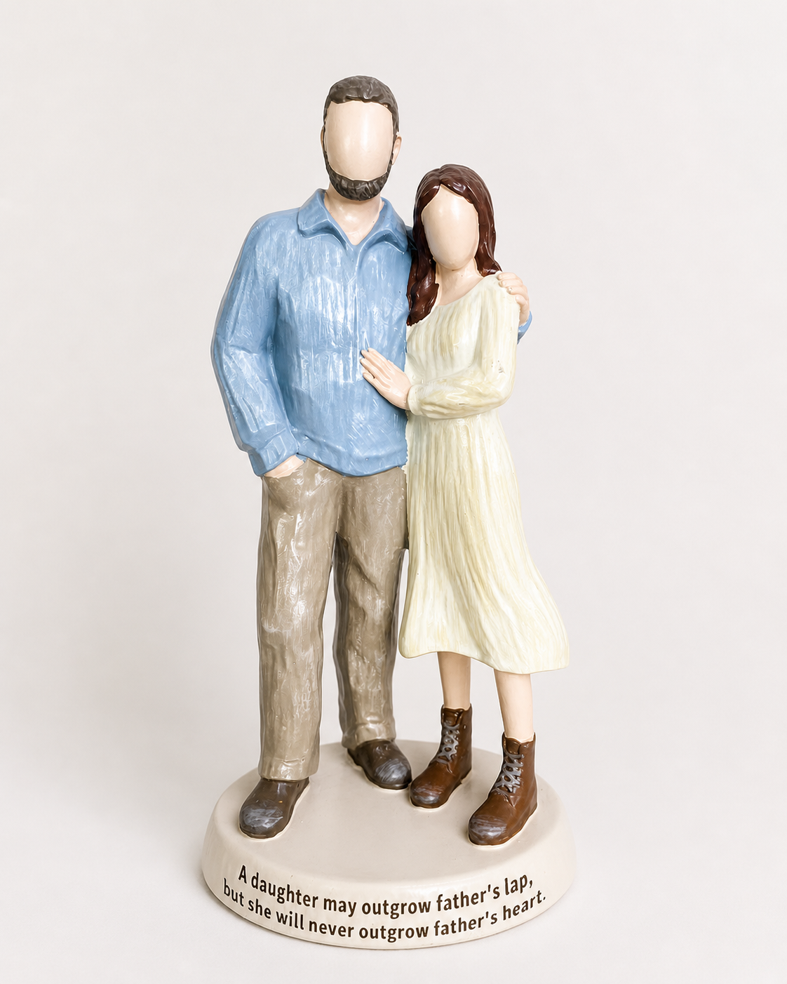 Custom resin figurine father daughter embrace keepsake capturing tender family moments