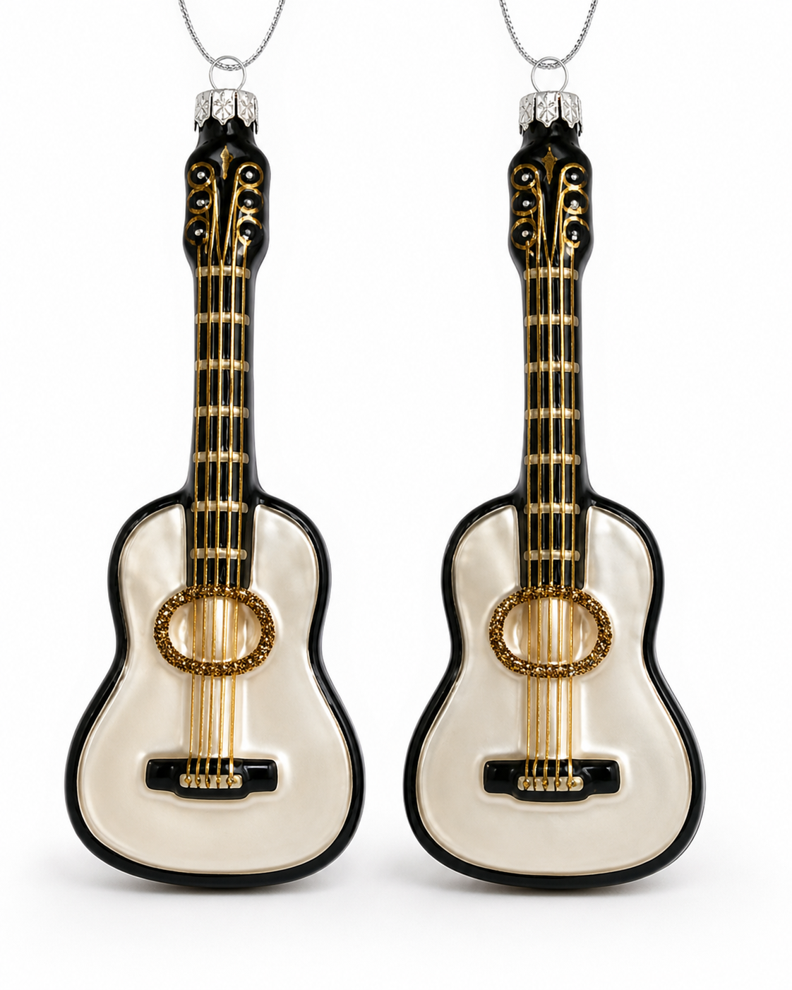 Custom glass ornament musical guitar-shaped design for music lovers and band-themed holiday keepsakes