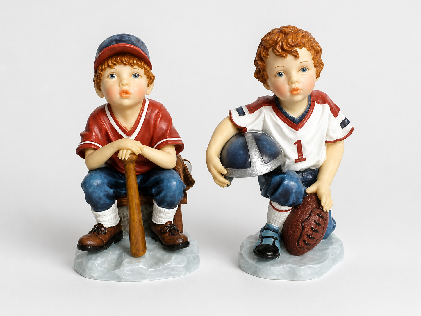 Custom resin figurine children baseball and football sports action poses with dynamic design