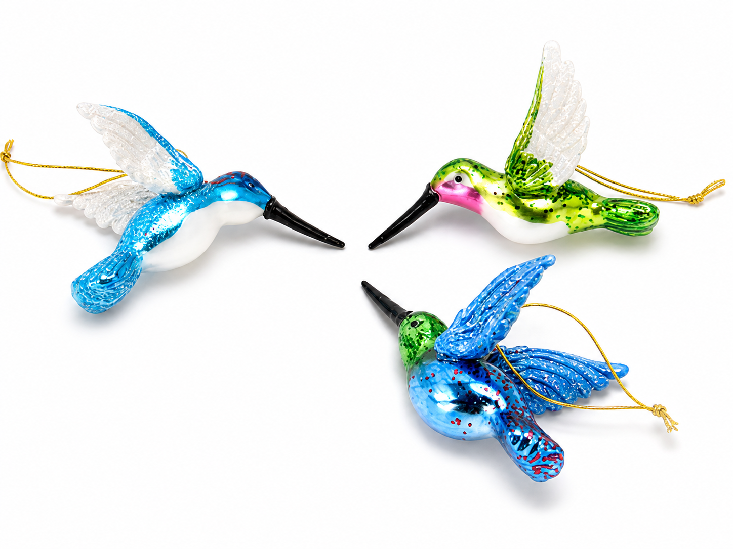 Custom glass ornament delicate hummingbird bird design for nature and bird-watching themed holiday collections
