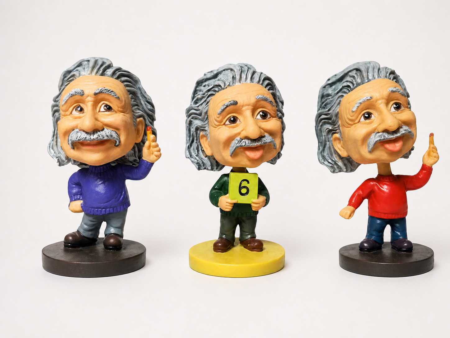 Custom resin figurine Einstein bobblehead character with detailed expression and textured hair