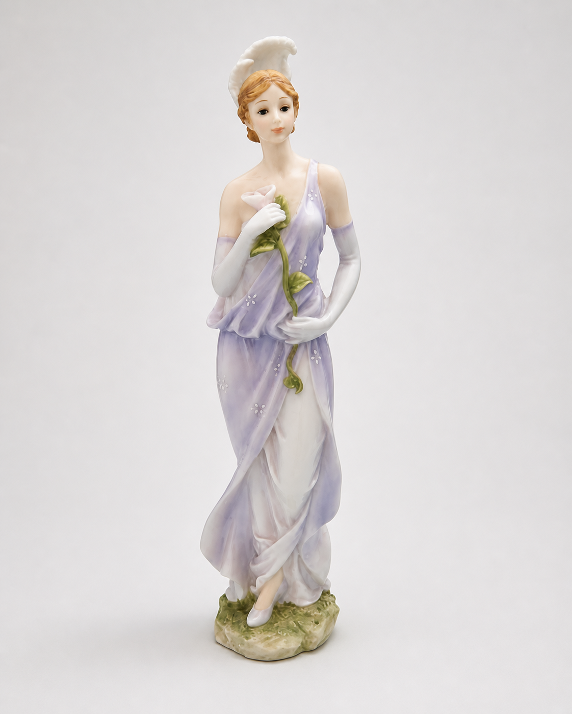 Custom resin sculpture lady with flower elegant figure with graceful pose and delicate detailing