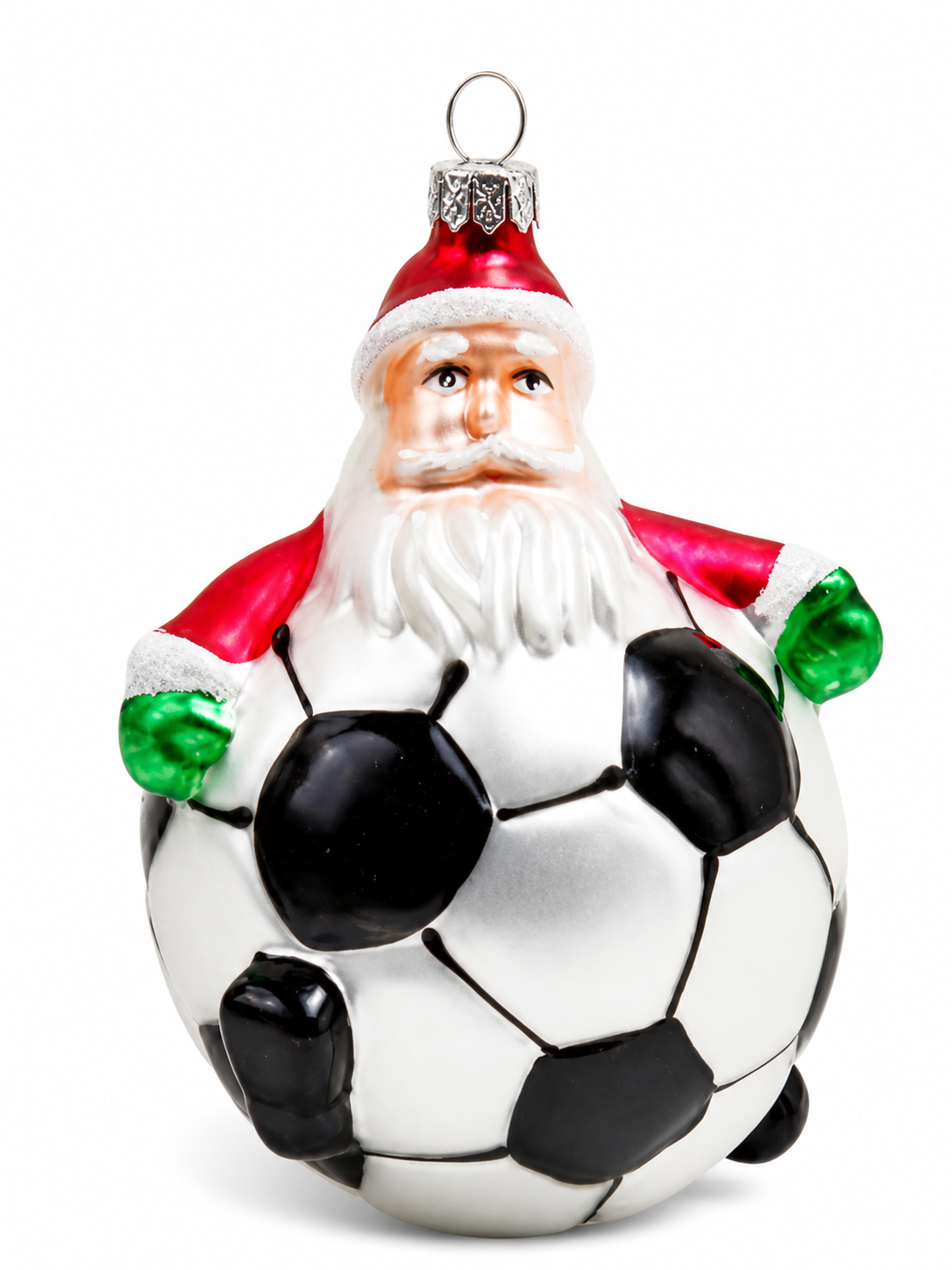 Custom glass ornament soccer ball shaped design for sports fans and team celebration gifting programs