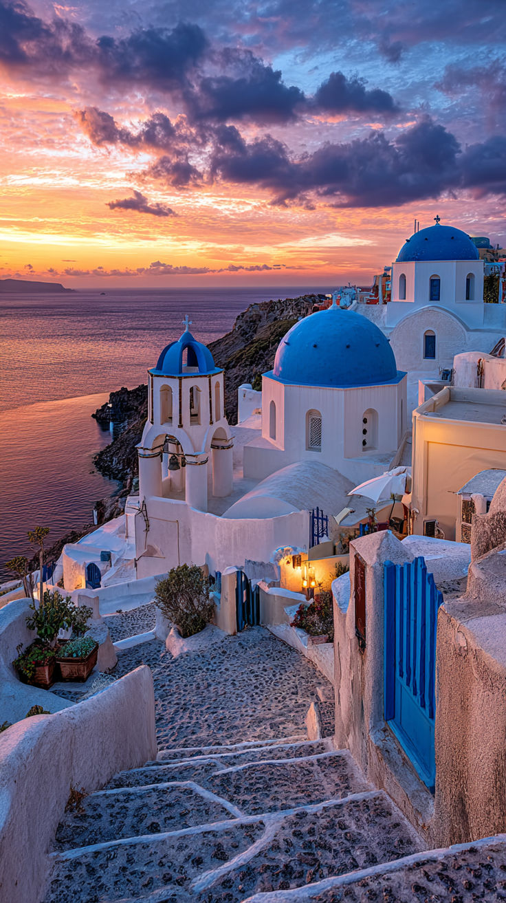 Santorini blue domes