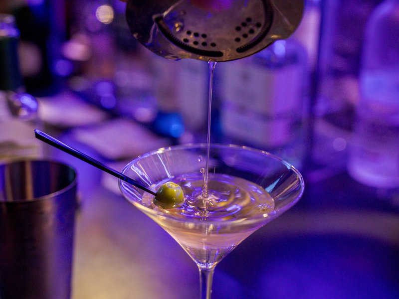 Martini preparation at the bar