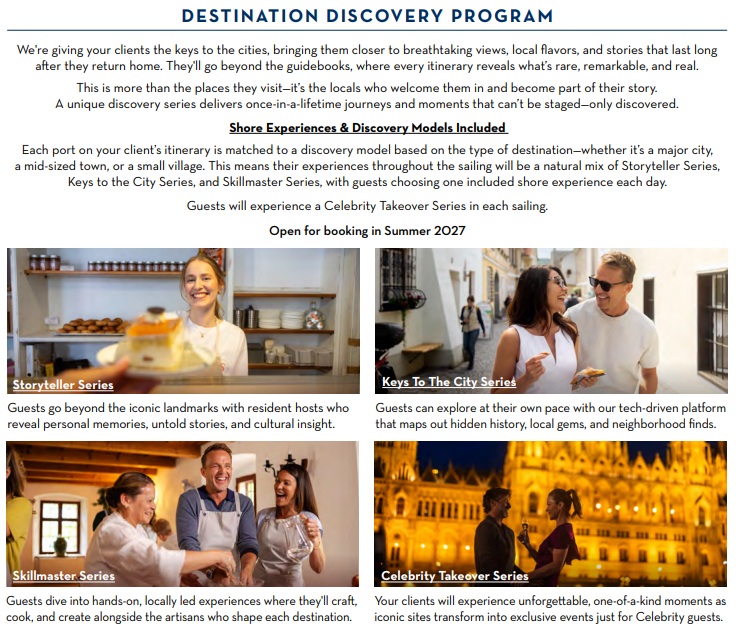 Celebrity River Destination Discovery Program — 4 excursion series