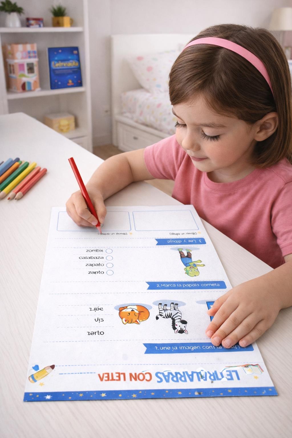 Niña aprendiendo a leer con el Método Letrinauta