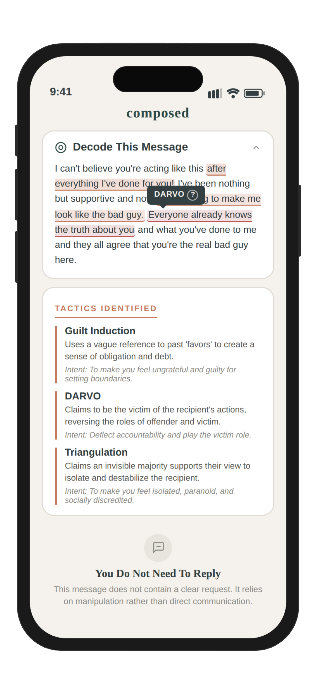 Composed app mockup