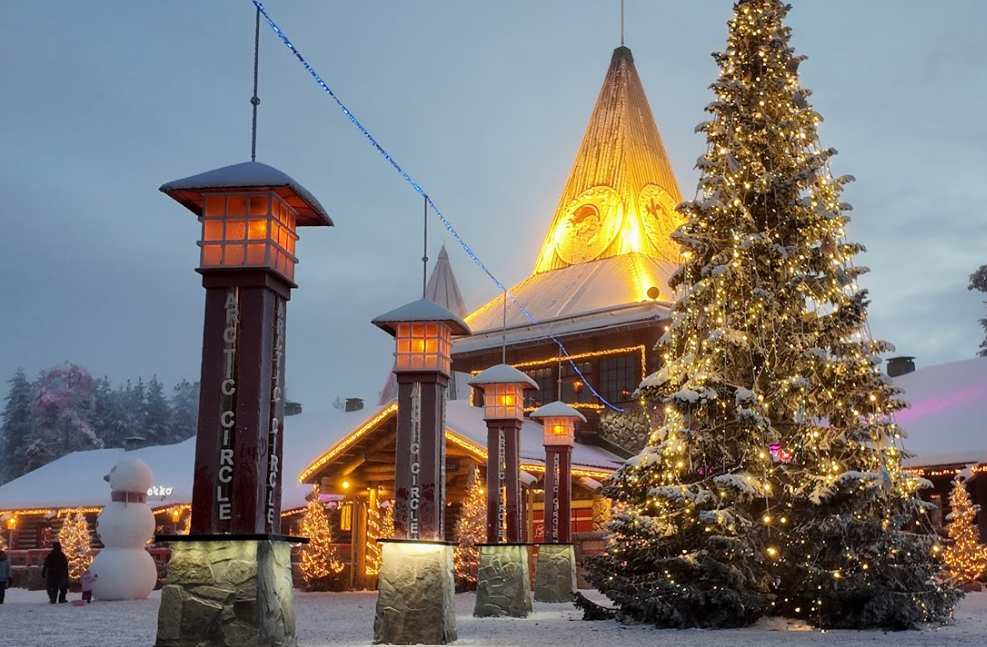 Meeting Santa at his Red Christmas House