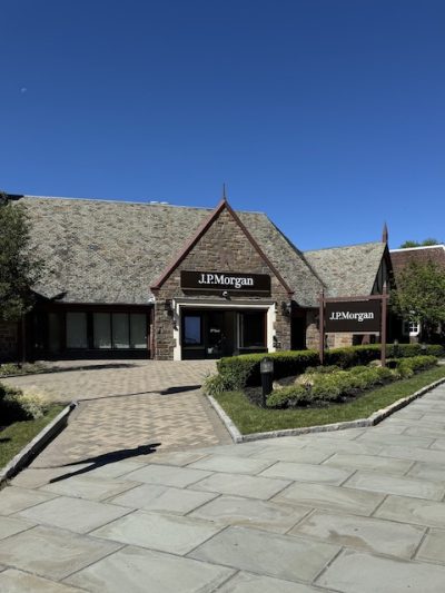 Scarsdale exterior — metal and glass facade