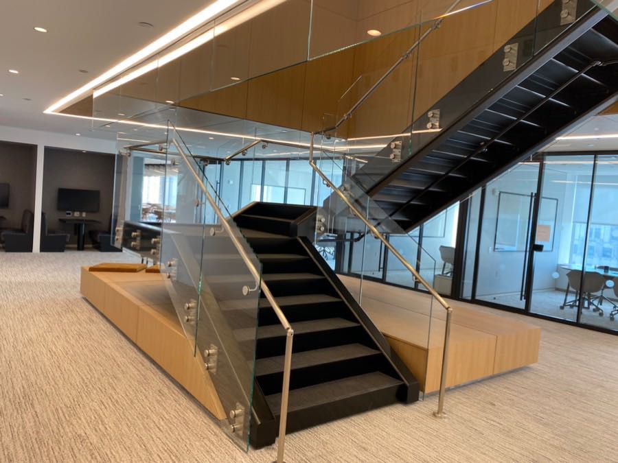 Glass railing and metal balustrade