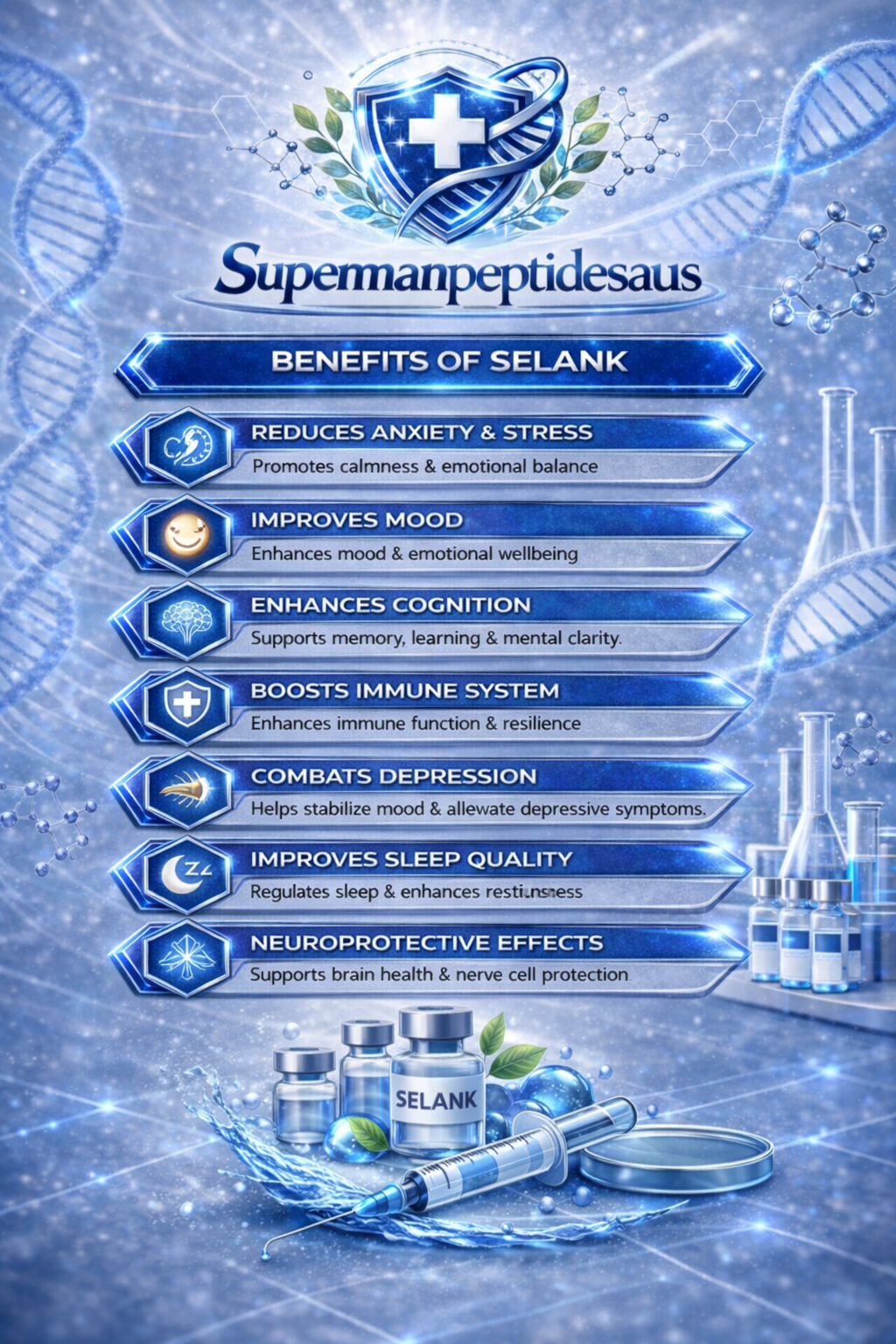Selank peptide cheat sheet — benefits and usage guide