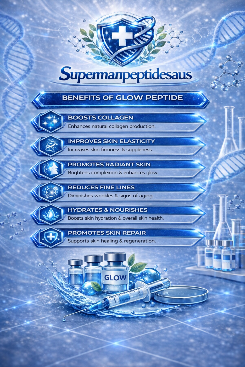 GLOW peptide cheat sheet — benefits and usage guide