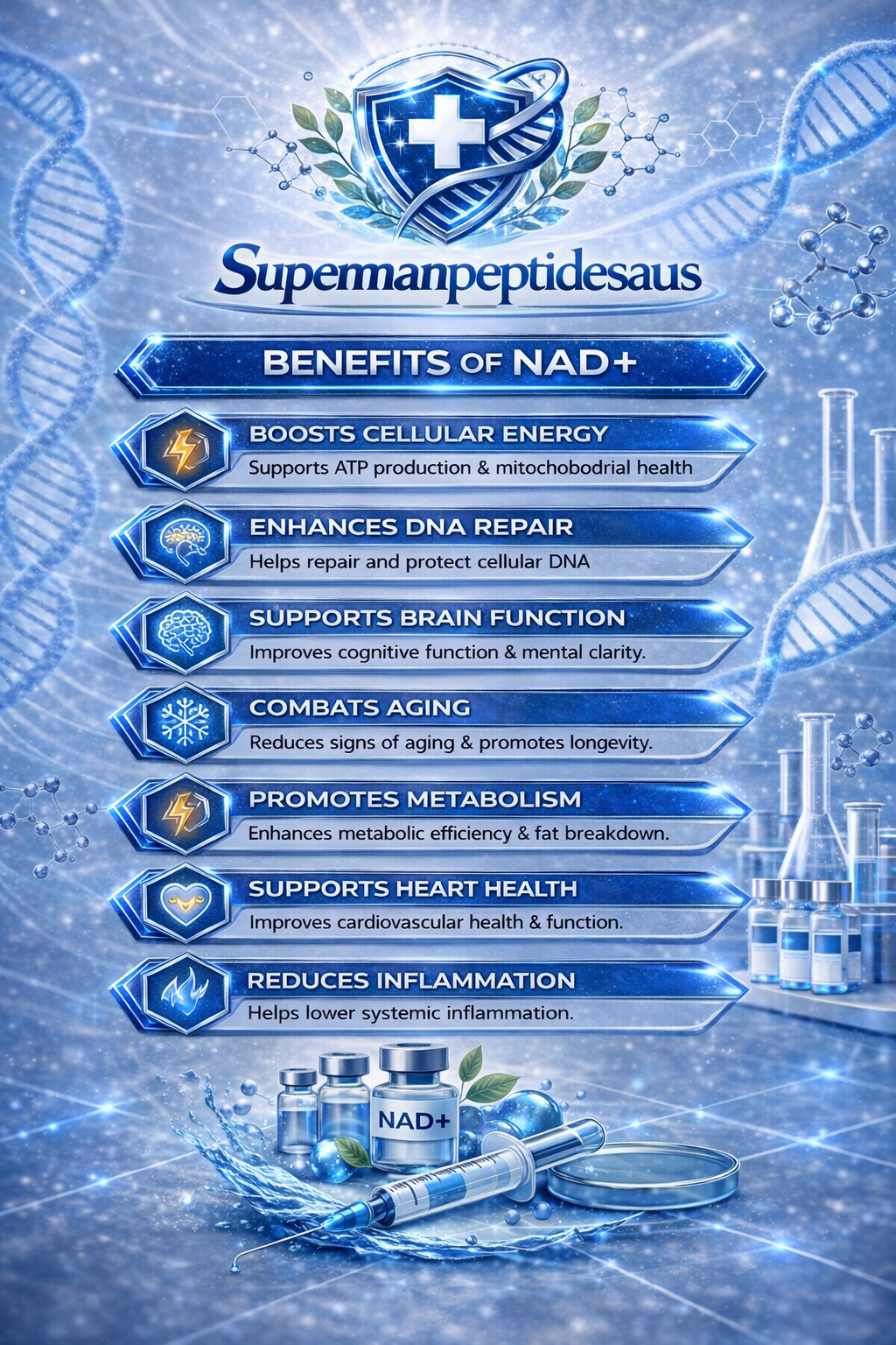 NAD peptide cheat sheet — benefits and usage guide