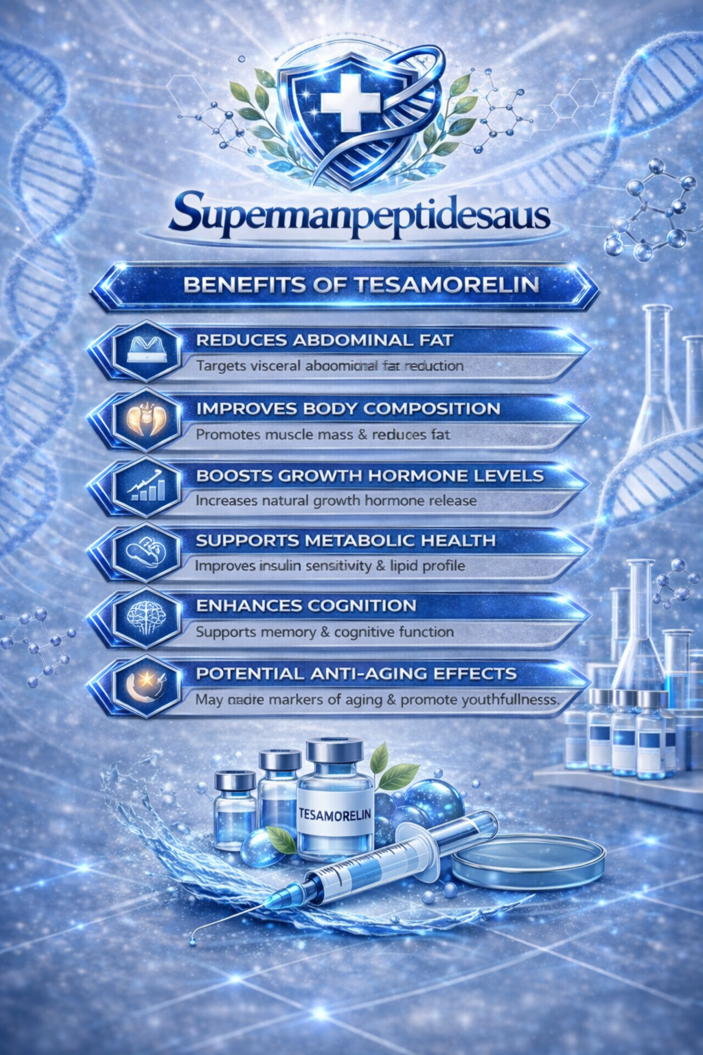 Tesamorelin peptide cheat sheet — benefits and usage guide