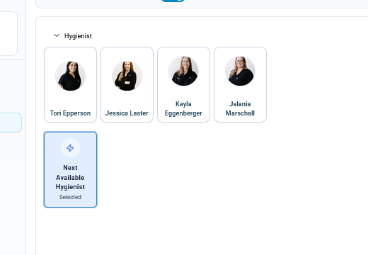DAI showing next available provider with simplified selection and timing guidance