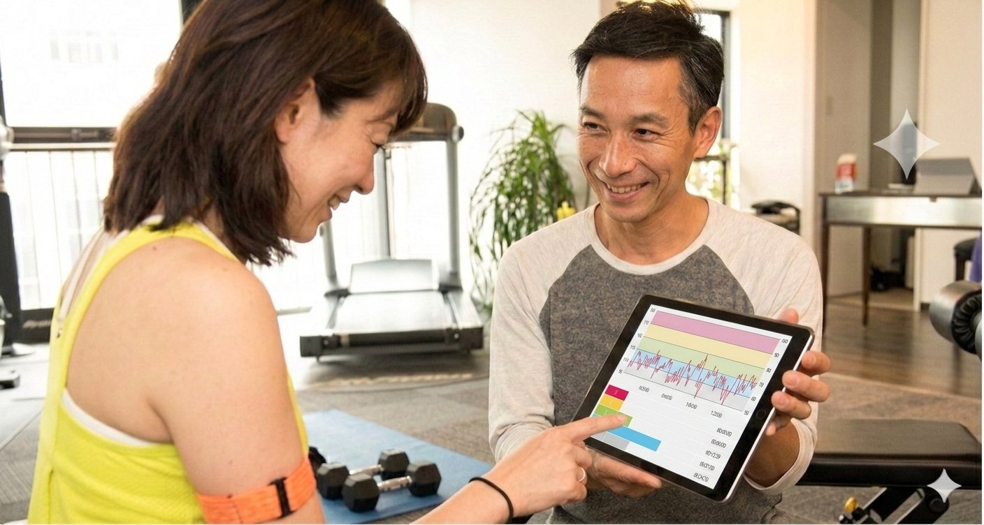 タブレットでデータを確認しながら指導