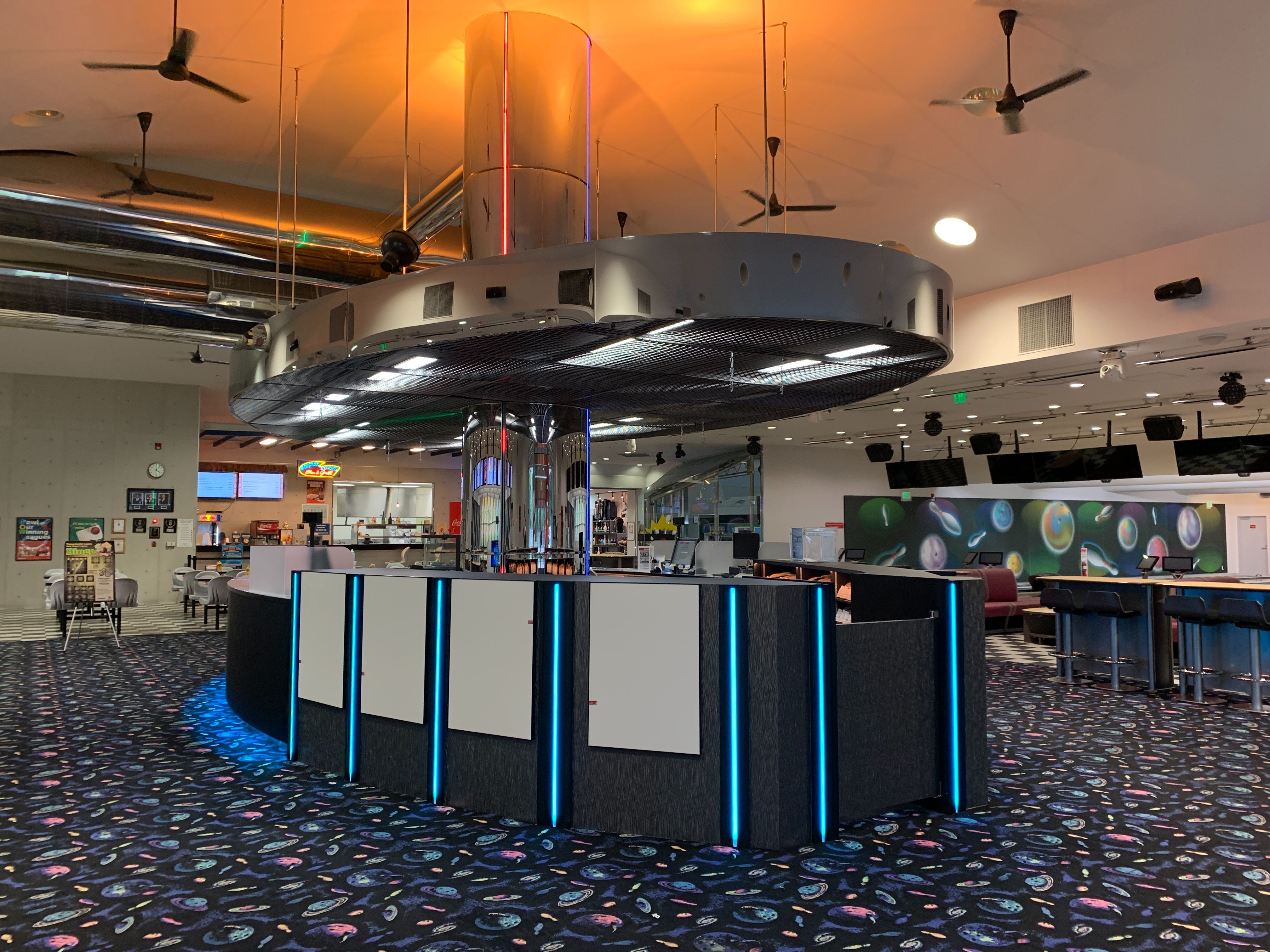 New LED-Integrated Reception Counter at Yokota Air Base Bowling Center — Visual Impact, Operational Efficiency & Storage Capacity, All in One