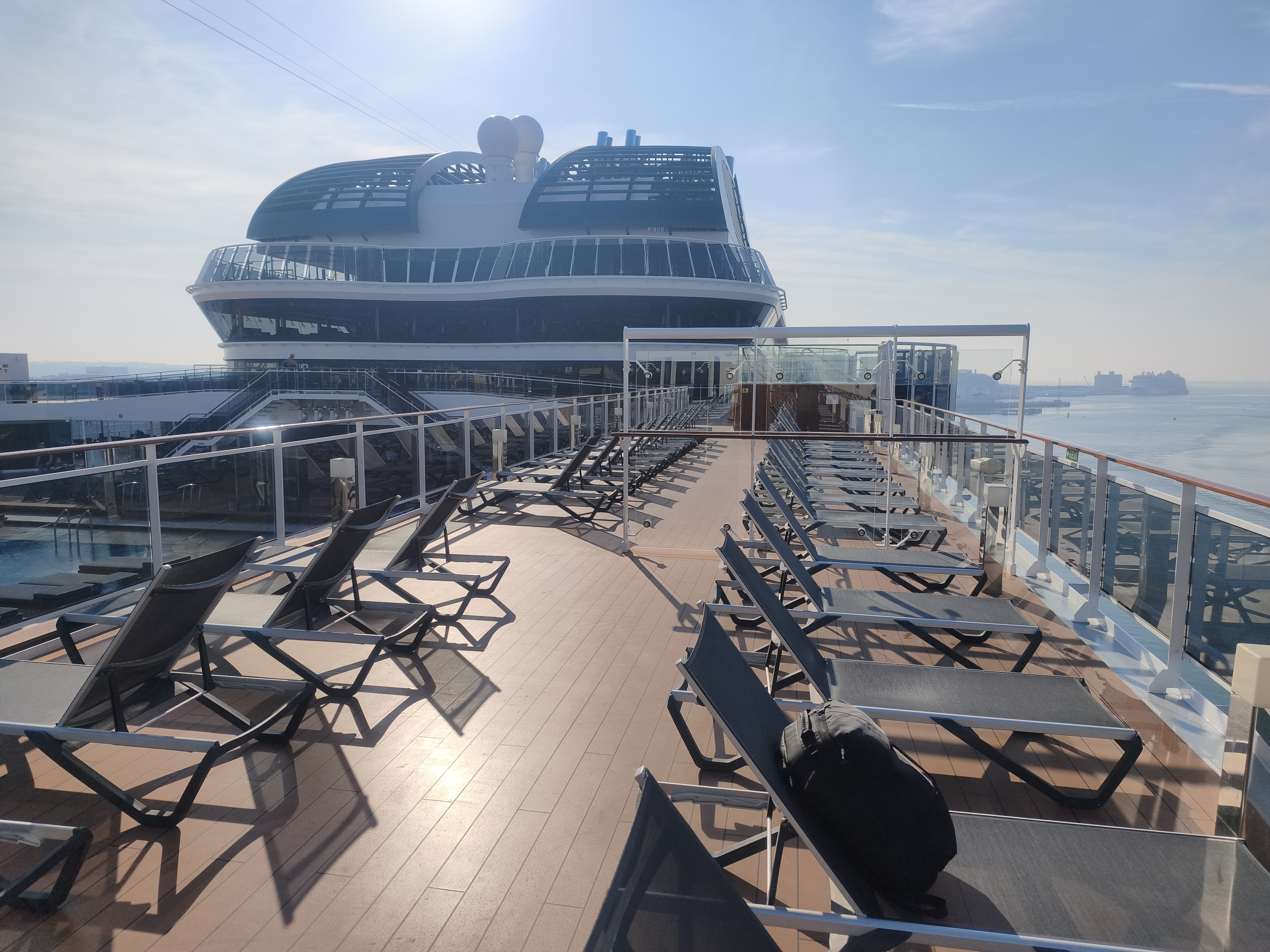 Quiet cruise ship deck in the morning light