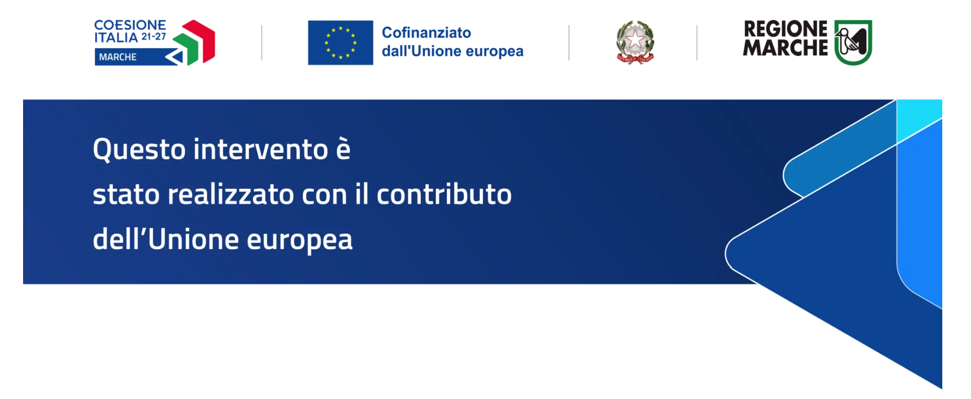 Coesione Italia 2021-2027 — Cofinanziato dall'Unione Europea — Repubblica Italiana — Regione Marche