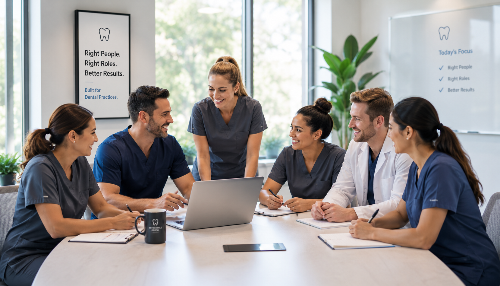 Dental team working together