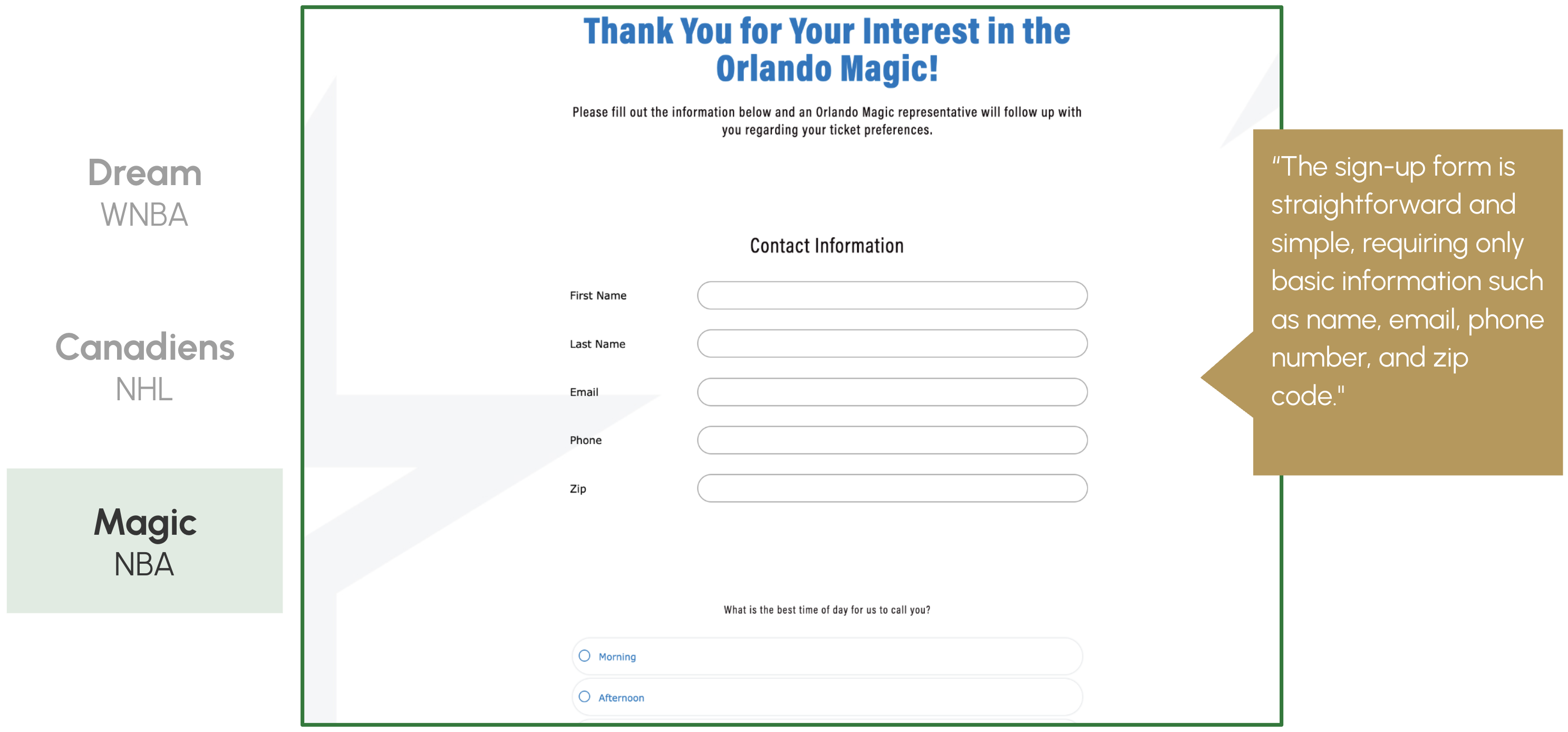 What worked - lightweight sign-up form