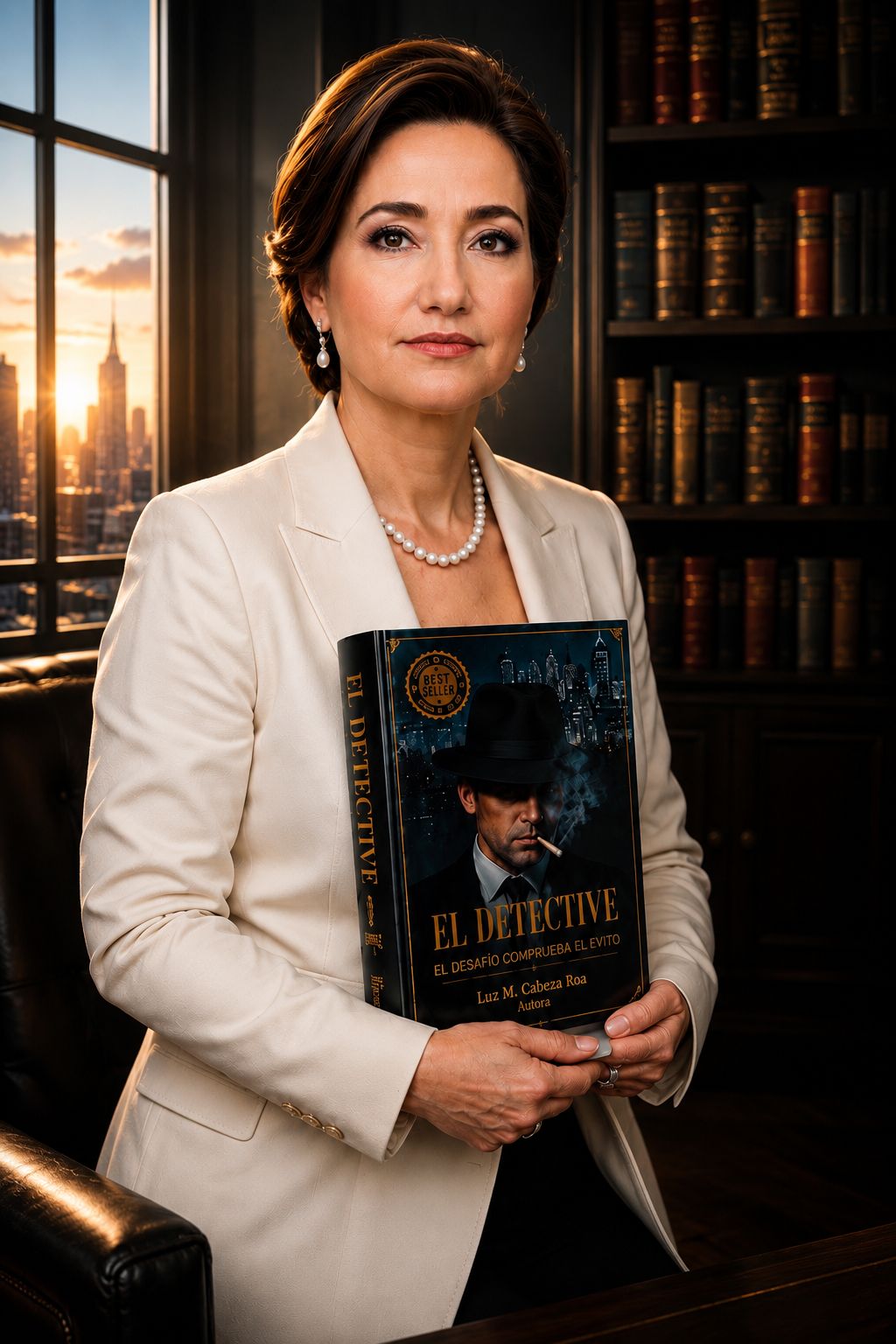 Luz Marina sosteniendo El Detective