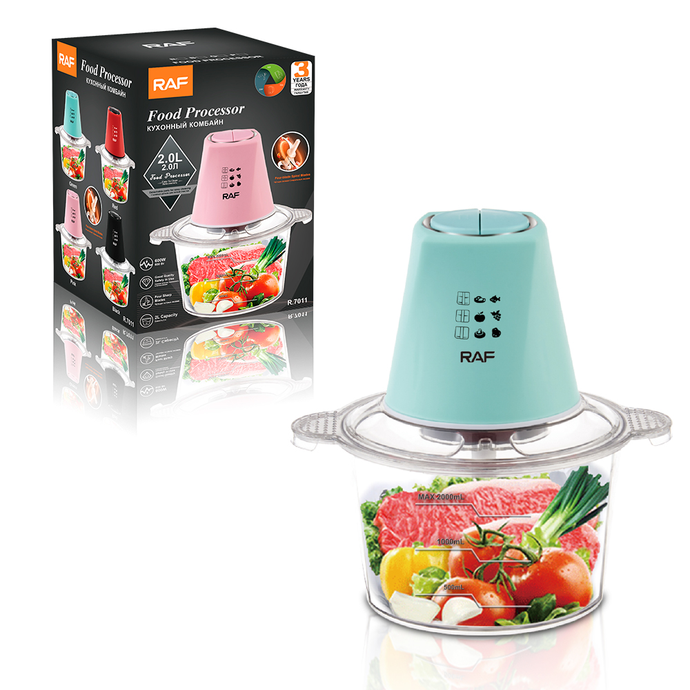 RAF R7011 Food Processor Procesador de Alimentos 2L 600W — Bowl de Vidrio