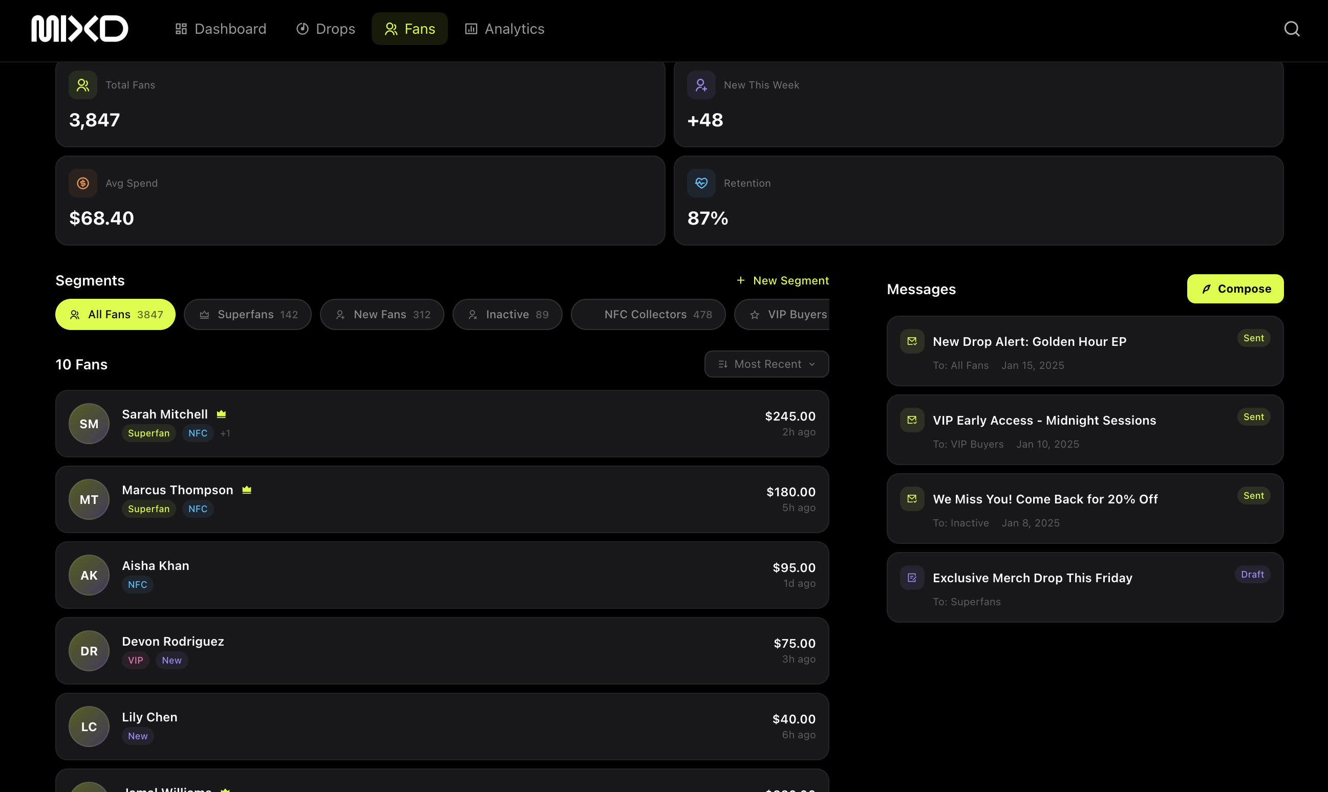Superfan Insights — Top fan identification and behavioral patterns