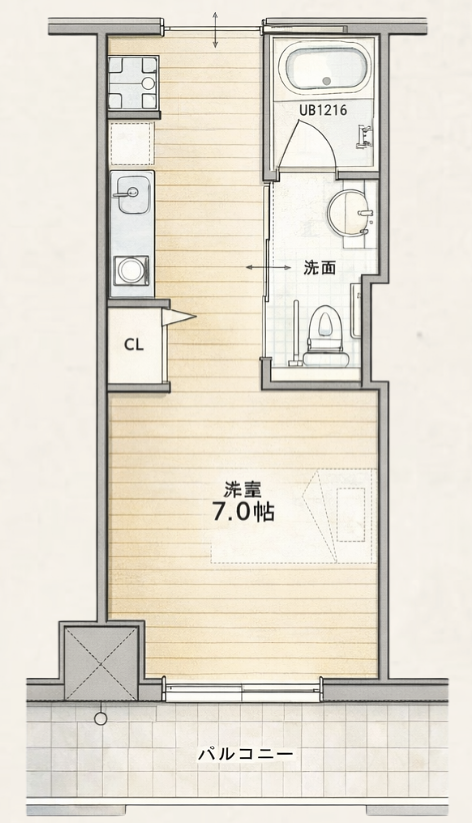 ワンルーム間取り図