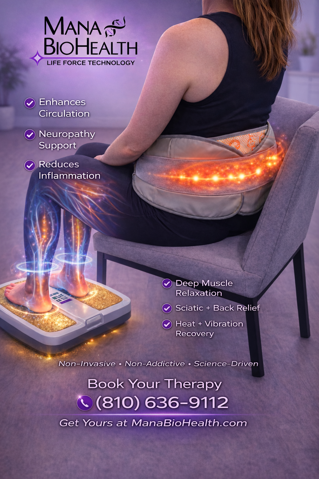 Person resting feet on the Life Force Platform during a therapy