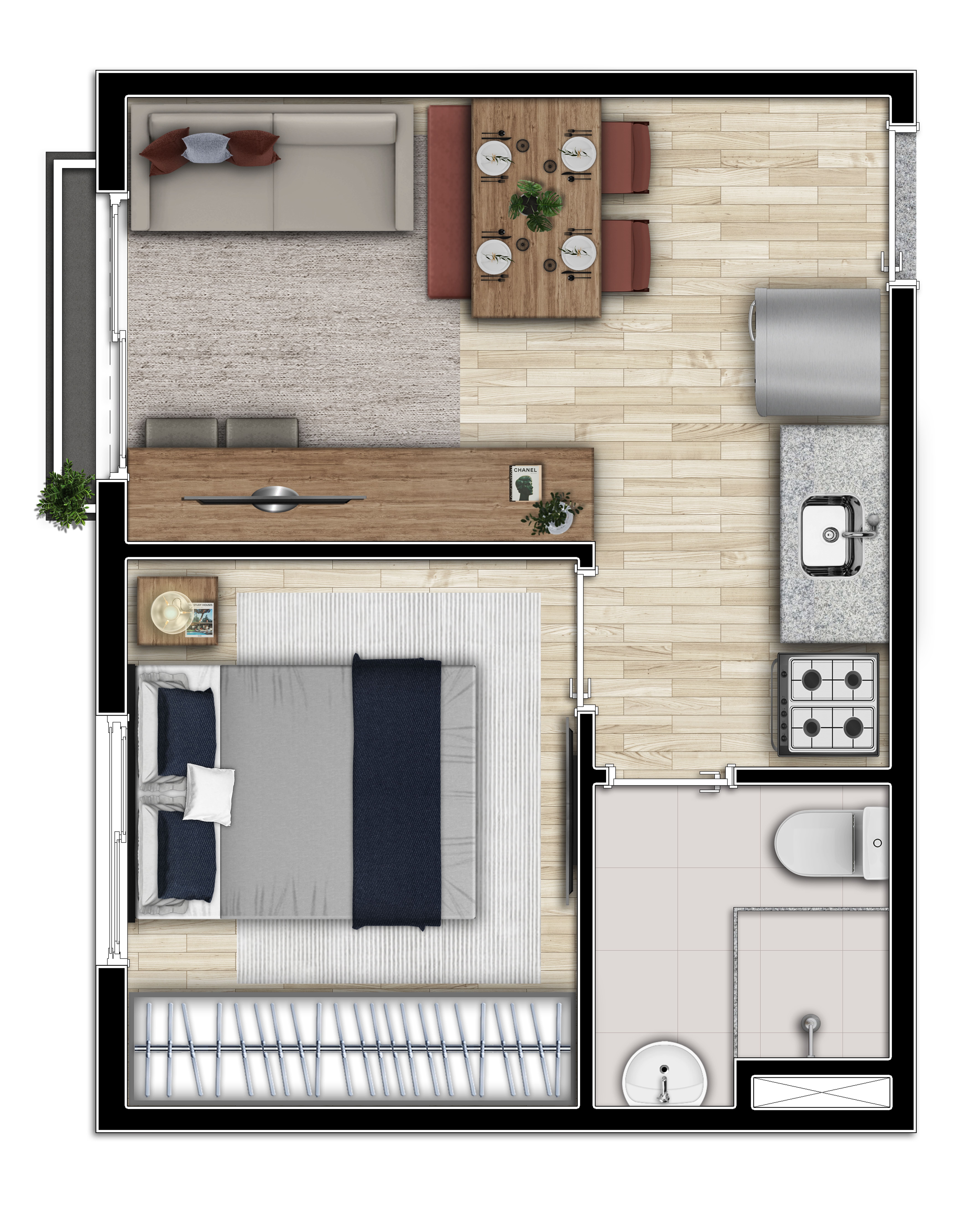 Planta B — 1 dorm